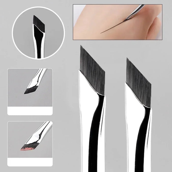 Karsyngirl Ultra-Thin Blade Eyeliner & Flat Eyebrow Brush – Wool Fiber, Precise Detail Application, Pack of 2 or 5