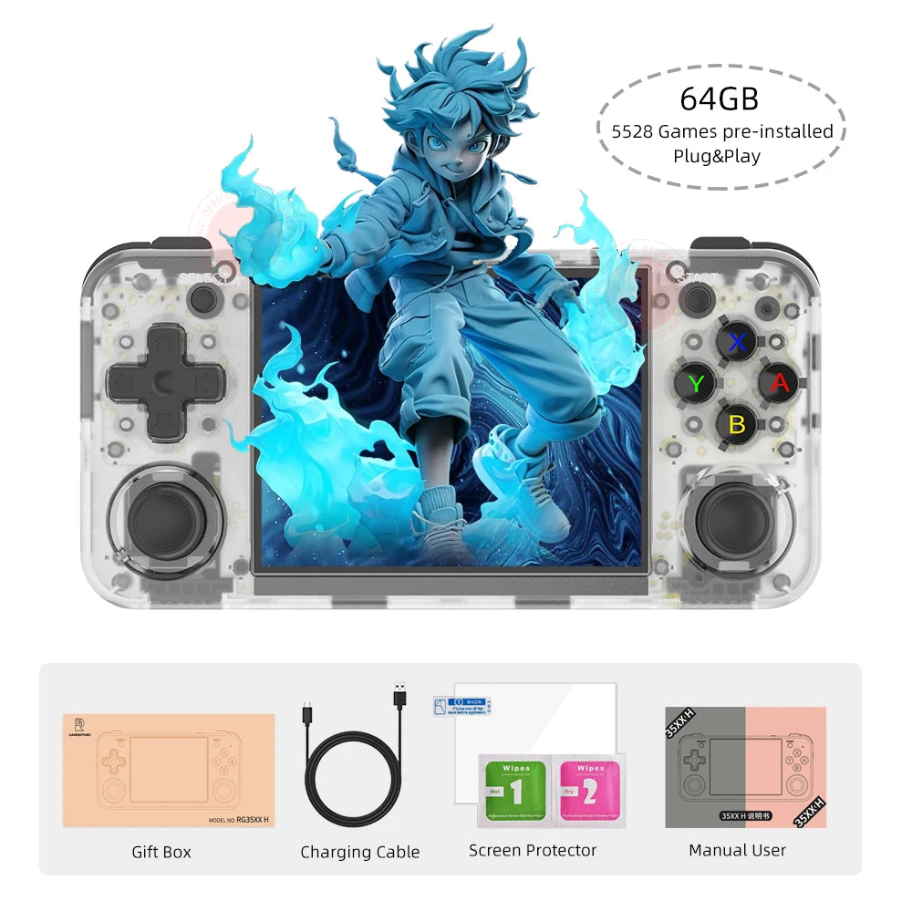 Anbernic RG35XX H Handheld Game Console – 3.5 IPS Screen, 5,000–8,000+ Games, 64GB/128GB, Wi-Fi, Bluetooth, HDMI, Linux, 3300mAh