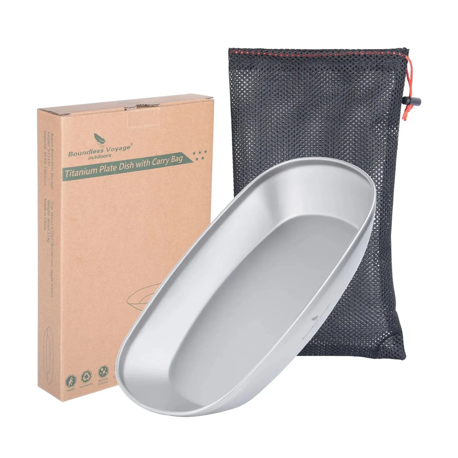 Boundless Voyage Ultralight Titanium Dinner Plate & Pan – Reusable Outdoor Dish with Carry Bag, Small & Large