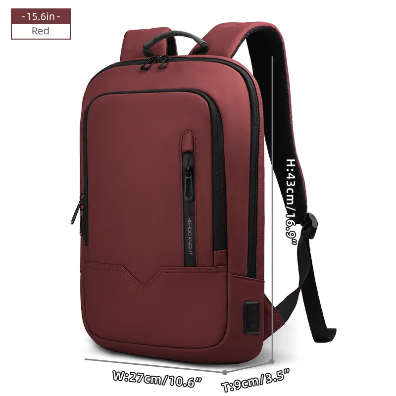 Heroic Knight Slim Laptop Backpack – 15.6" or 17", Water-Repellent Oxford, USB Charging Port, iPad Compartment, Unisex Business & Travel Daypack, Multiple Colors