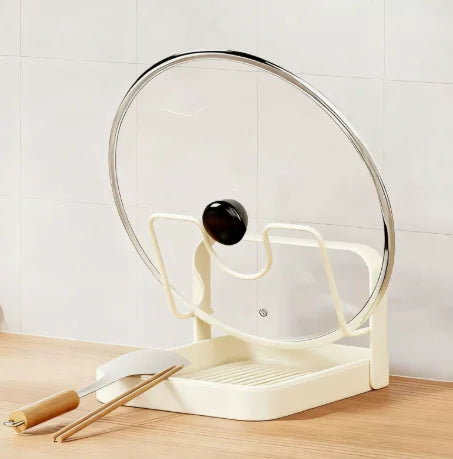Carbon Steel Multi-Layer Pot Lid Holder & Cutting Board Rack – Space-Saving Kitchen Countertop Organizer, Single & Double Layer