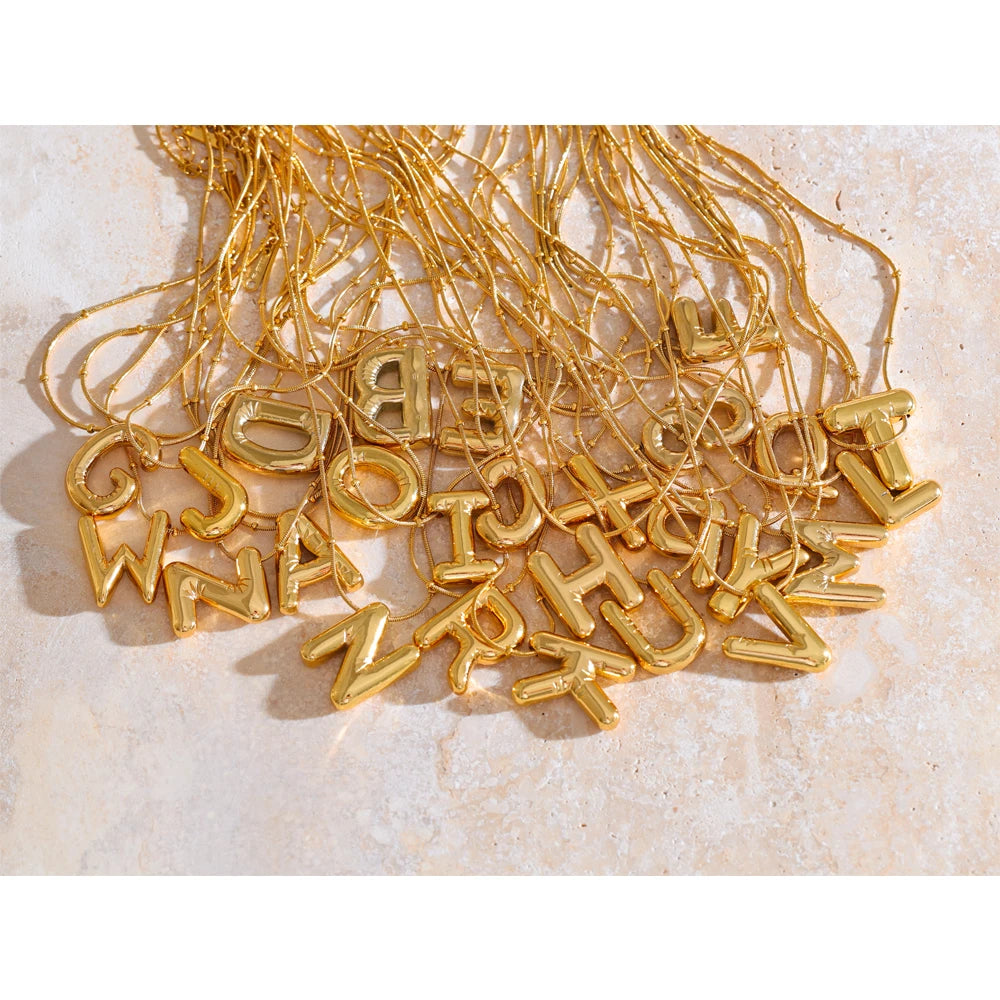 Initial Letter Necklace, A-Z, 18K PVD, Steel