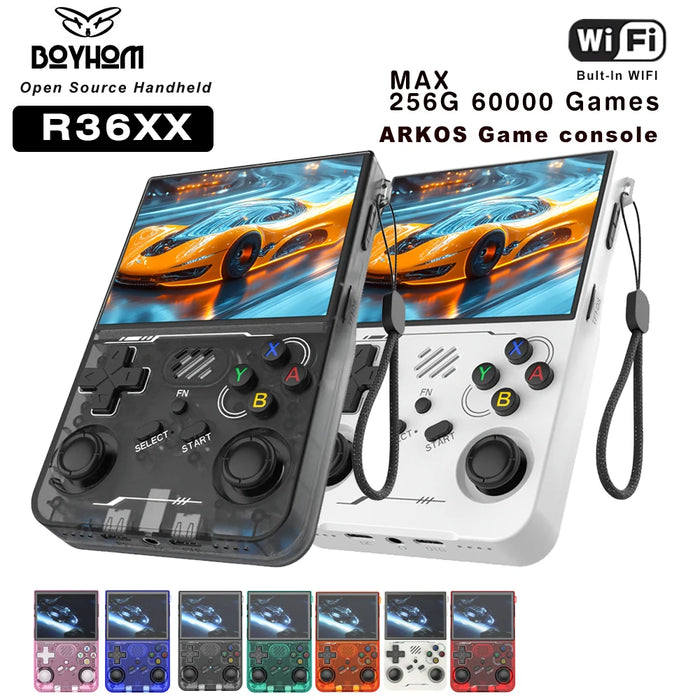 BOYHOM R36XX Retro Handheld Game Console, 64G/128G/256G, 3.5 IPS Screen, 15000+ Games, Linux, Wi-Fi, PS1/PSP/N64/GBA