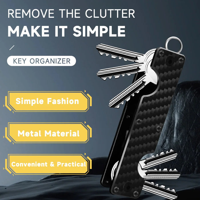 FUNTINGTREE Aluminum Compact Key Organizer & Holder – Minimalist, Pocket-Sized | 9 Colors: Black, Army Green, Red Carbon, Blue Carbon, Green Carbon, Gray, Blue, Orange, Carbon Fibre Black