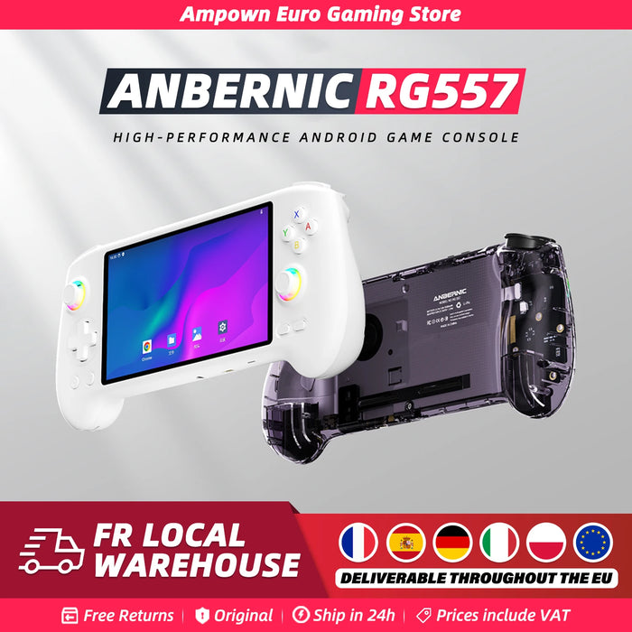 Anbernic RG557 Handheld Game Console – 5.48 AMOLED 1080p, 12GB RAM, 256GB, Dimensity 8300, Android 14, Wi-Fi 6E, 5500mAh, 4,000+ Games