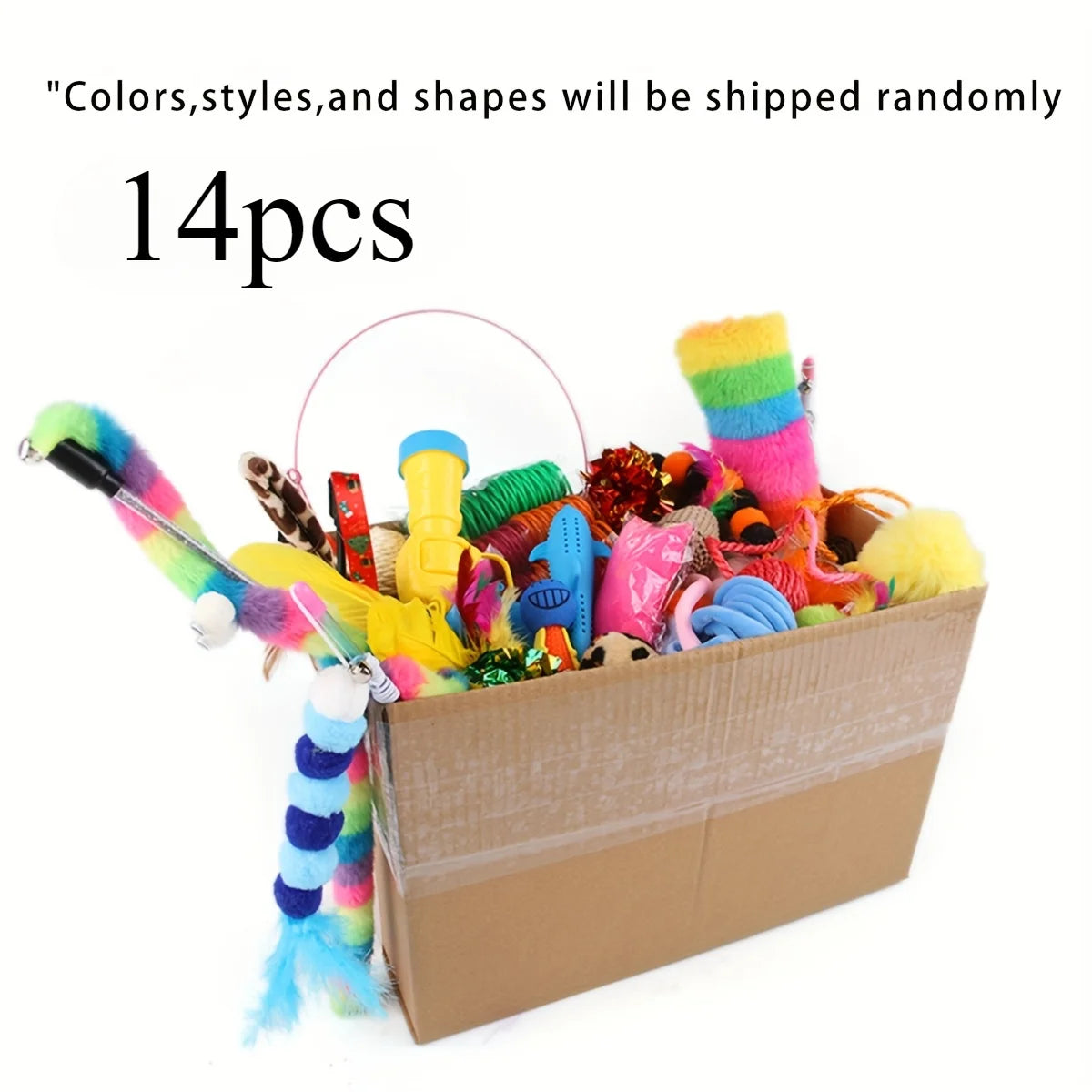 Cat Toys Mixed Pack | Plastic & Plush Toys Variety Set | 3 Pack Sizes: 14, 28 & 56 Pieces | No Batteries Required | For Multiple Cats