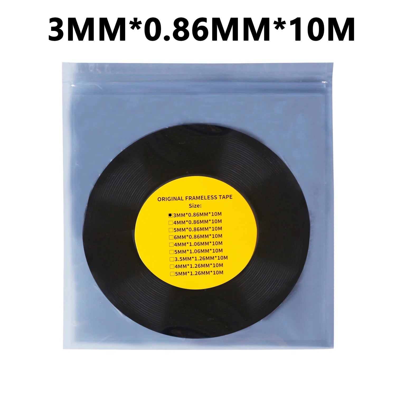 PMALLJF 10M Double-Sided Foam Tape – LCD Screen & Curved Display Sealing | 9 Sizes: 3–6mm Wide, 0.86–1.26mm Thick | 150g