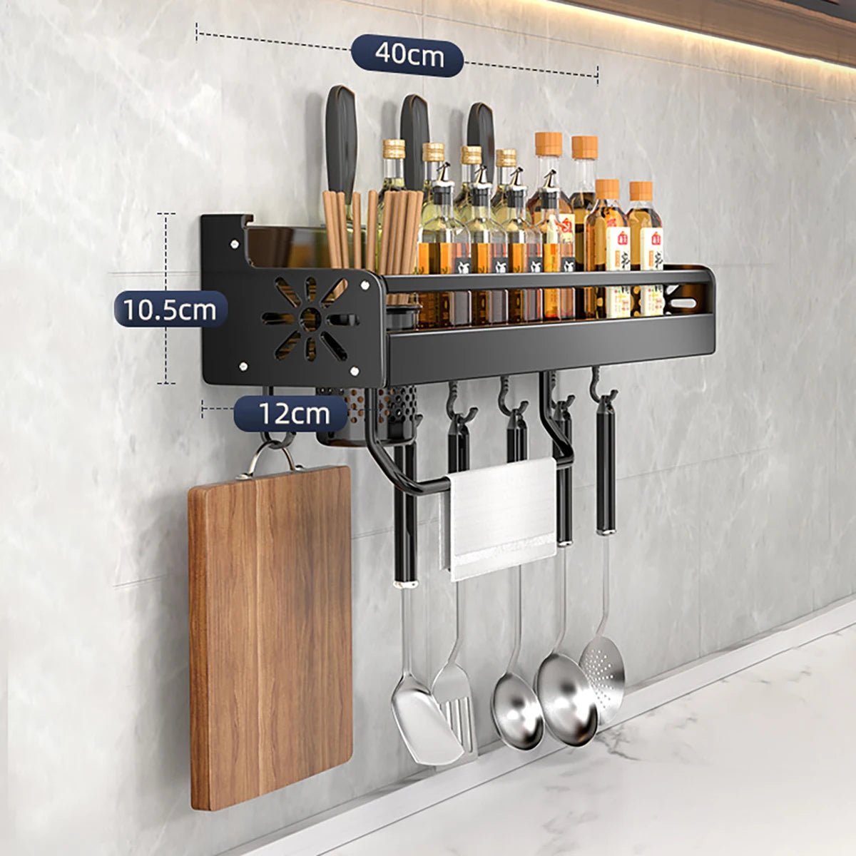 Space Aluminum No-Punch Kitchen Shelf – Large Capacity Drainage Storage Rack, 30 / 40 / 50 / 60 / 70 cm